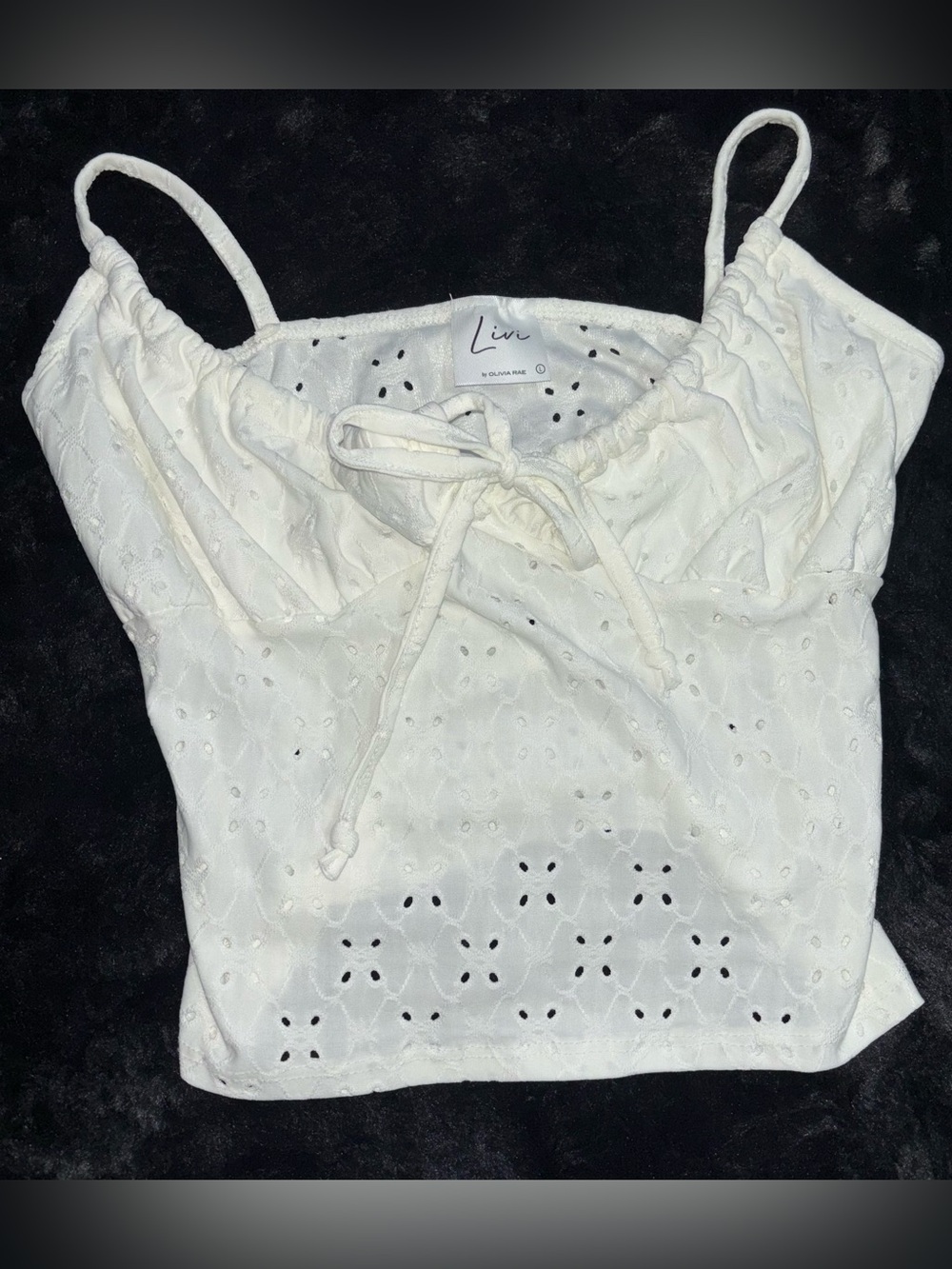 White Eyelet Tie-Front Cami Top